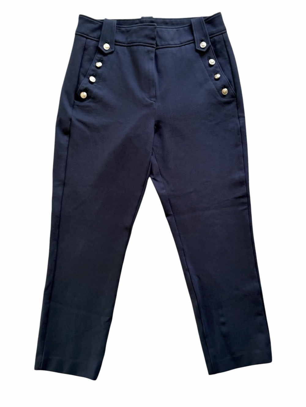 Quince Ultra Stretch Ponte Straight Leg Mariner Pants Medium Navy High Rise